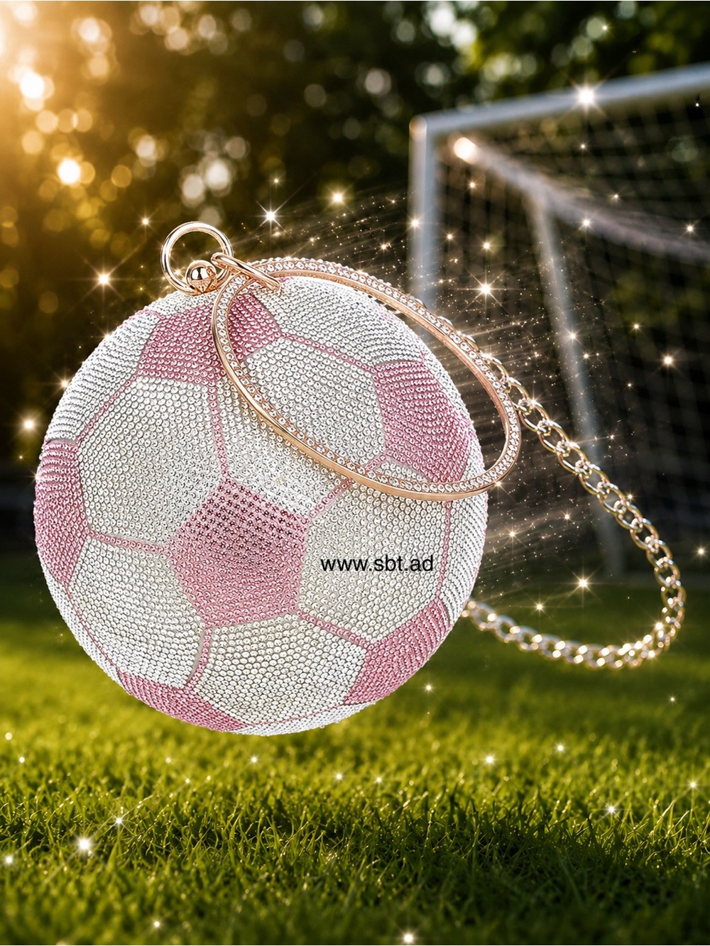 NEW BLING SWAROVSKI CRYSTAL RHINESTONE SOCCER CLUTCH HANDBAG PURSE + Gift